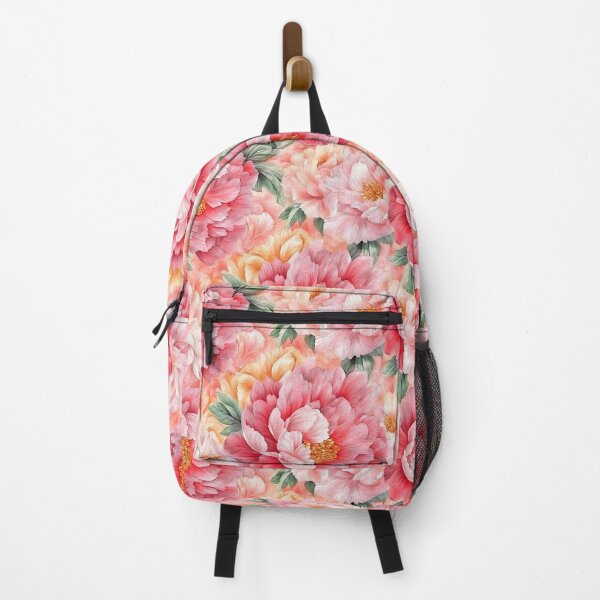 Item preview, Pretty Pink and Orange Peony Flower Pattern designed and sold by WatercolorLane.