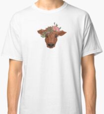 Red Cow with Flower Crown Classic T-Shirt