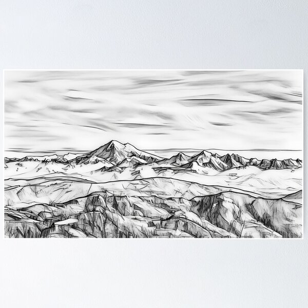 Mt Baker in the Winter (Sketch) Poster