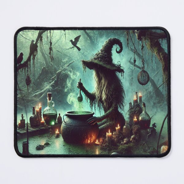 Item preview, AI generated swamp witch brewing a potion designed and sold by AI-this-is-AI.