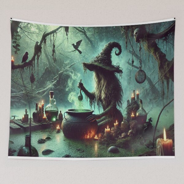 Item preview, AI generated swamp witch brewing a potion designed and sold by AI-this-is-AI.