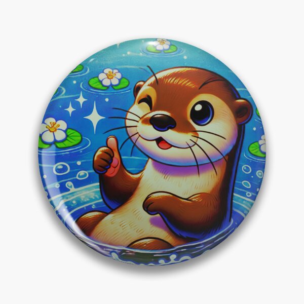 Artikelvorschau, Otterly Adorable - Verspielter Otter in einer blühenden Teichszene entworfen und verkauft von CritterManiaUK.