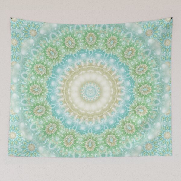 Item preview, Earth and Sky Mandala in Pastel Blue and Green designed and sold by Kelly Dietrich Mandala & Fractal Art.