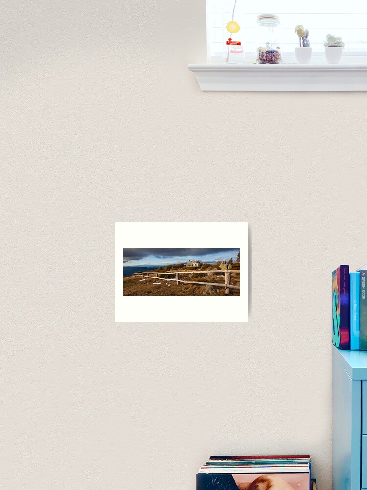 Thumbnail 2 of 3, Art Print, Craig's Hut, Winter Afternoon, Mt Stirling, Australia designed and sold by Chockstone.