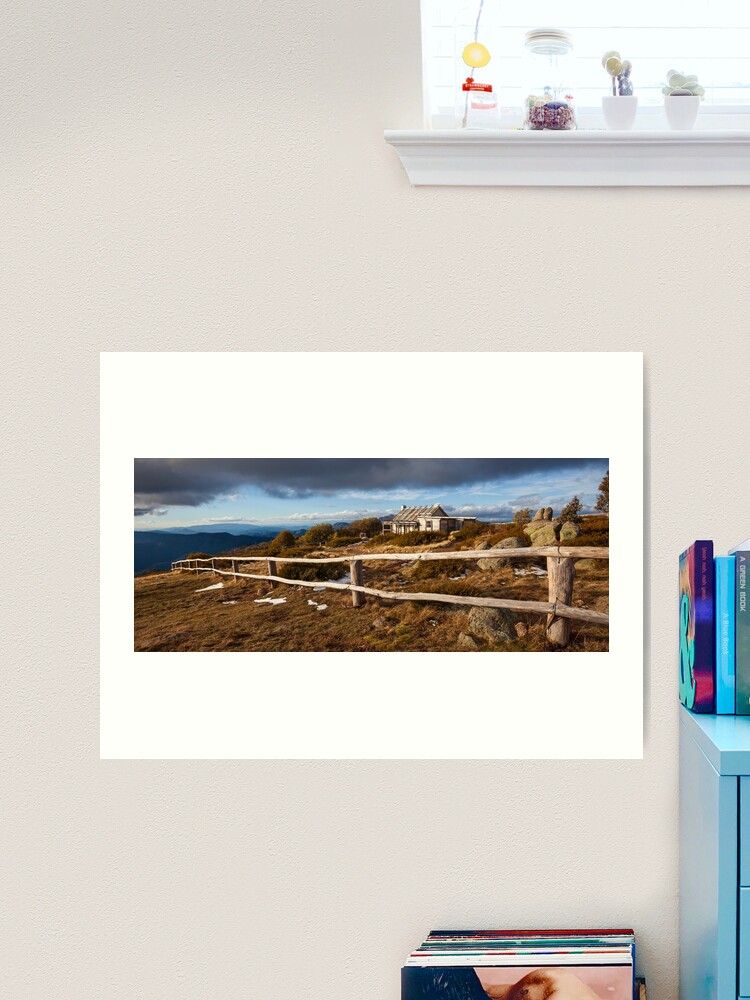Thumbnail 1 of 3, Art Print, Craig's Hut, Winter Afternoon, Mt Stirling, Australia designed and sold by Chockstone.