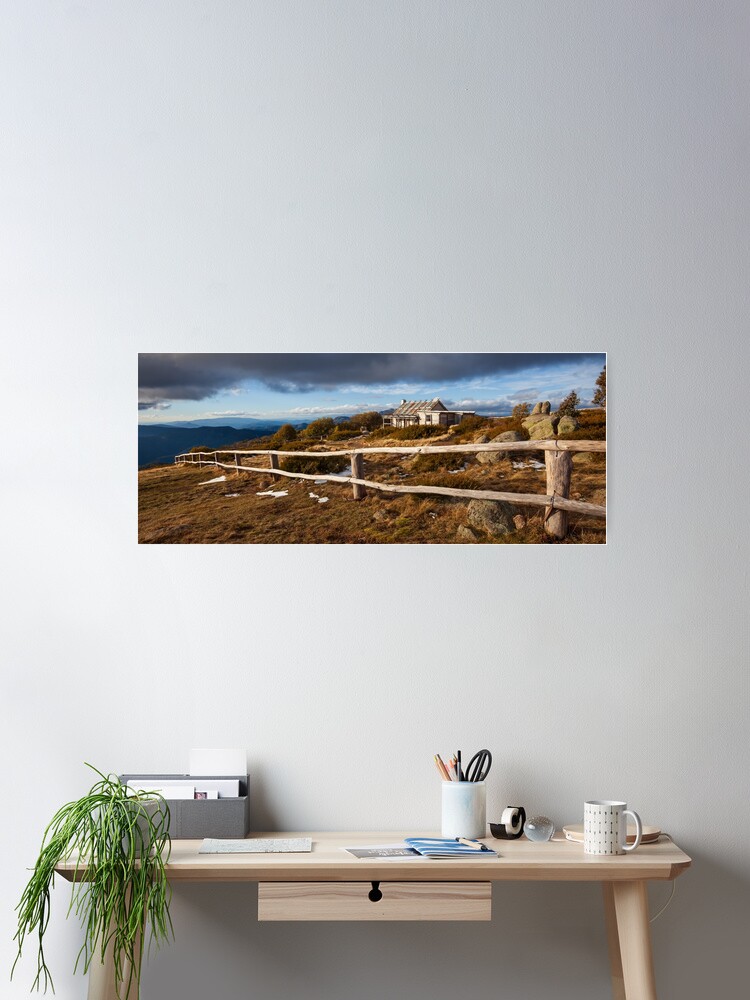 Thumbnail 1 of 3, Poster, Craig's Hut, Winter Afternoon, Mt Stirling, Australia designed and sold by Chockstone.