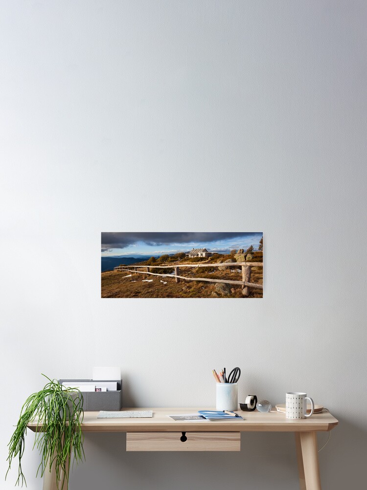 Thumbnail 1 of 3, Poster, Craig's Hut, Winter Afternoon, Mt Stirling, Australia designed and sold by Chockstone.