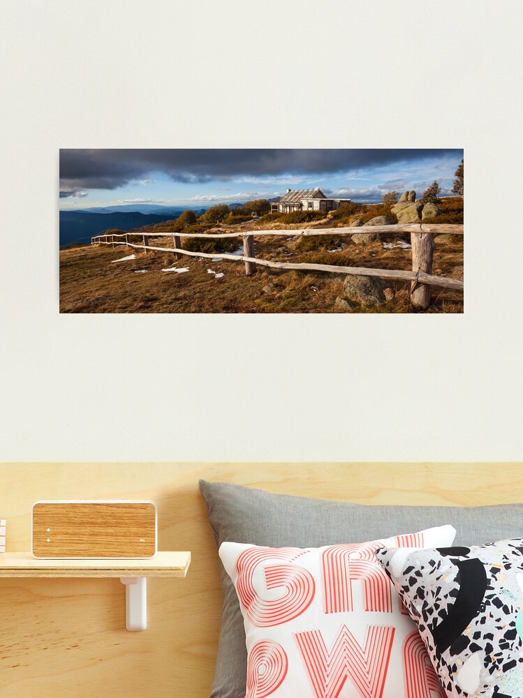 Thumbnail 1 of 3, Photographic Print, Craig's Hut, Winter Afternoon, Mt Stirling, Australia designed and sold by Chockstone.