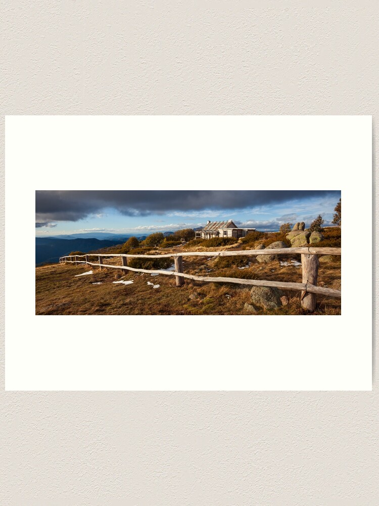 Thumbnail 2 of 3, Art Print, Craig's Hut, Winter Afternoon, Mt Stirling, Australia designed and sold by Chockstone.