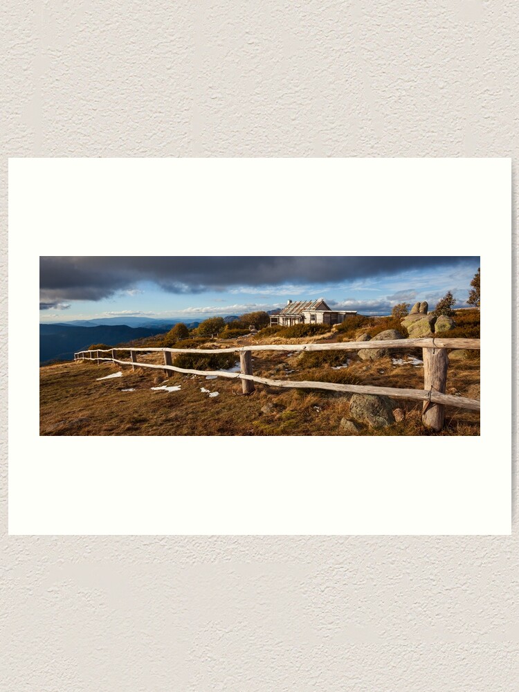 Thumbnail 1 of 3, Art Print, Craig's Hut, Winter Afternoon, Mt Stirling, Australia designed and sold by Chockstone.