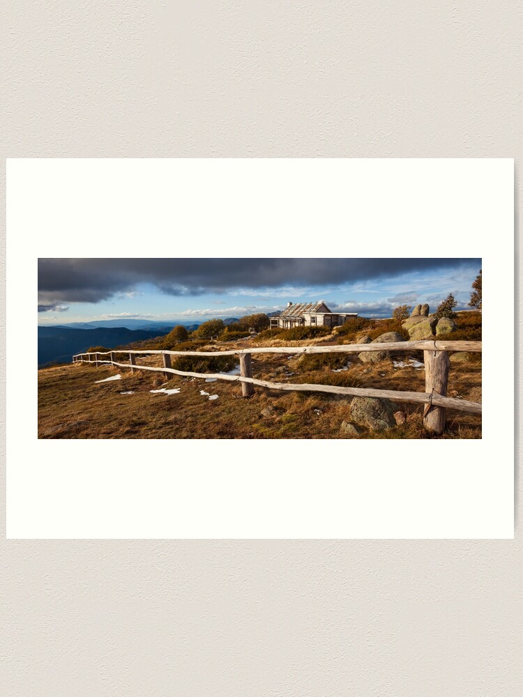 Thumbnail 2 of 3, Art Print, Craig's Hut, Winter Afternoon, Mt Stirling, Australia designed and sold by Chockstone.