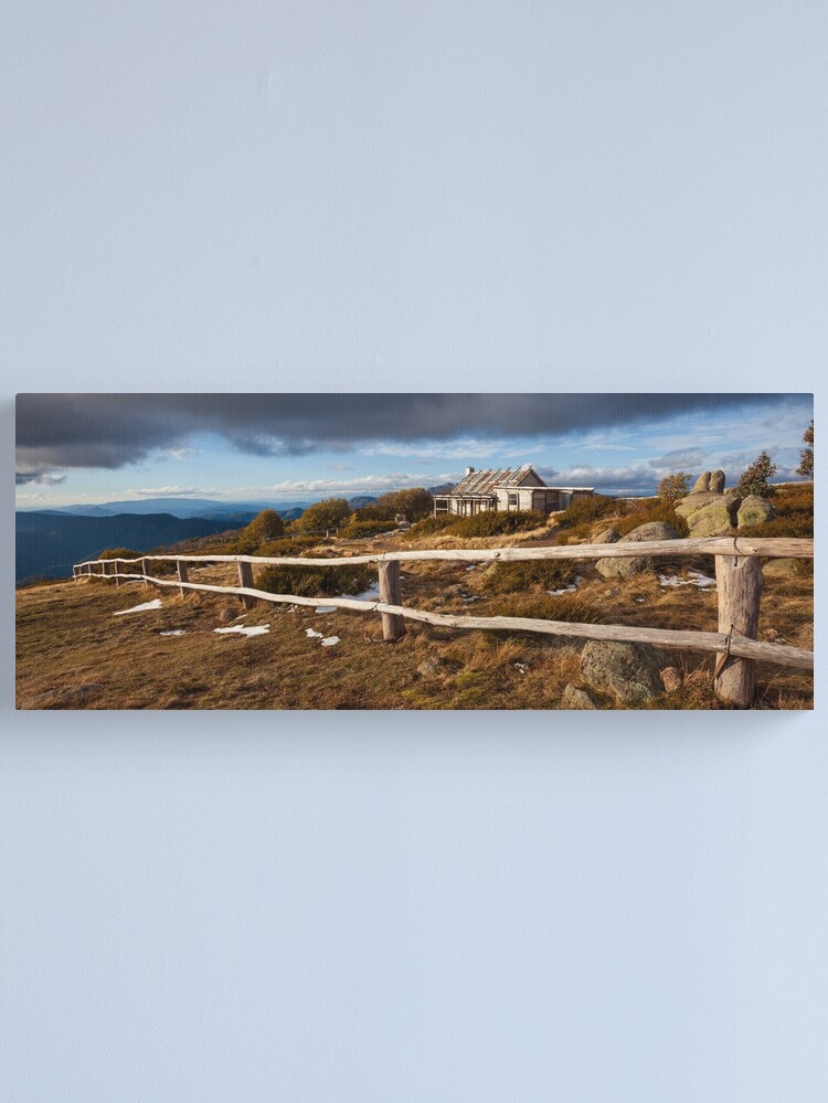 Thumbnail 2 of 3, Canvas Print, Craig's Hut, Winter Afternoon, Mt Stirling, Australia designed and sold by Chockstone.