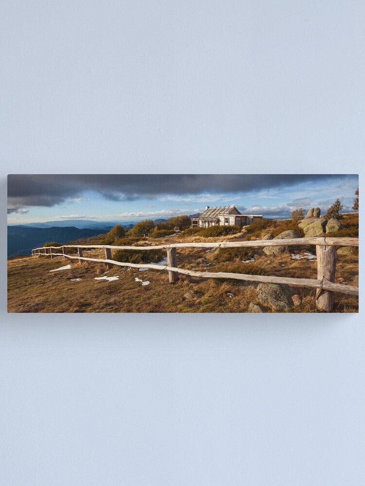 Thumbnail 2 of 3, Canvas Print, Craig's Hut, Winter Afternoon, Mt Stirling, Australia designed and sold by Chockstone.