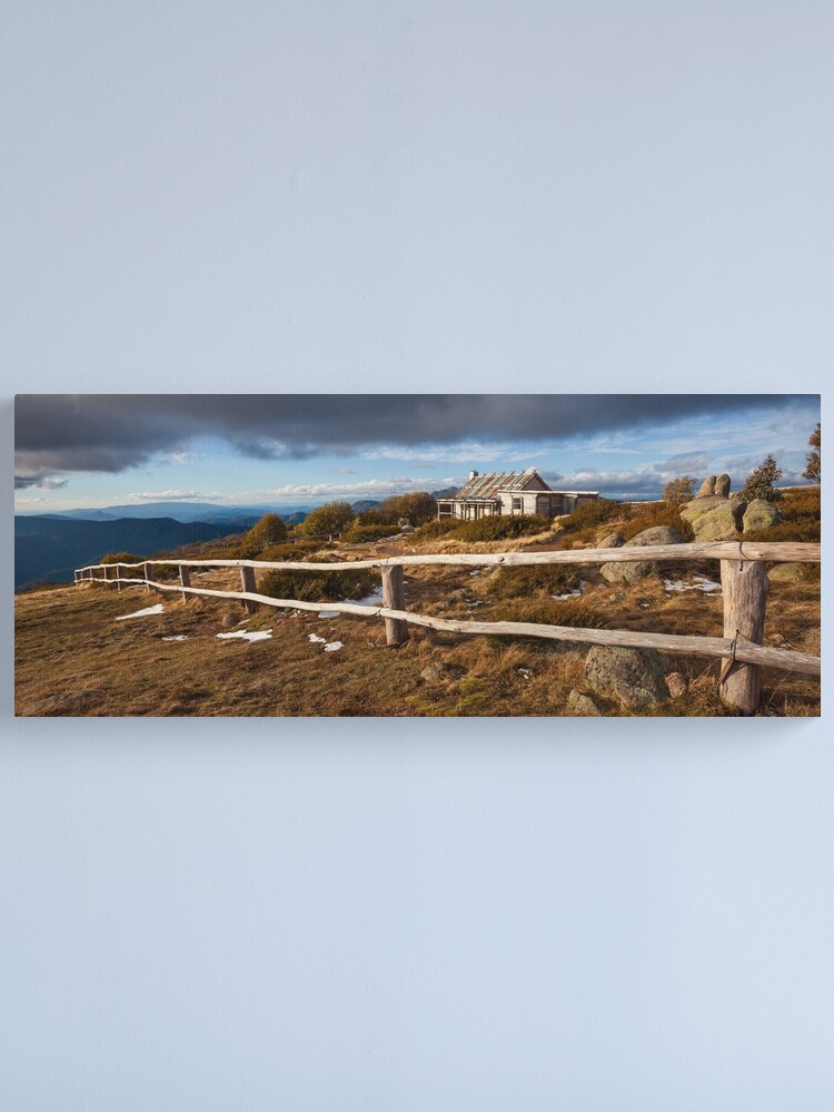 Thumbnail 2 of 3, Canvas Print, Craig's Hut, Winter Afternoon, Mt Stirling, Australia designed and sold by Chockstone.