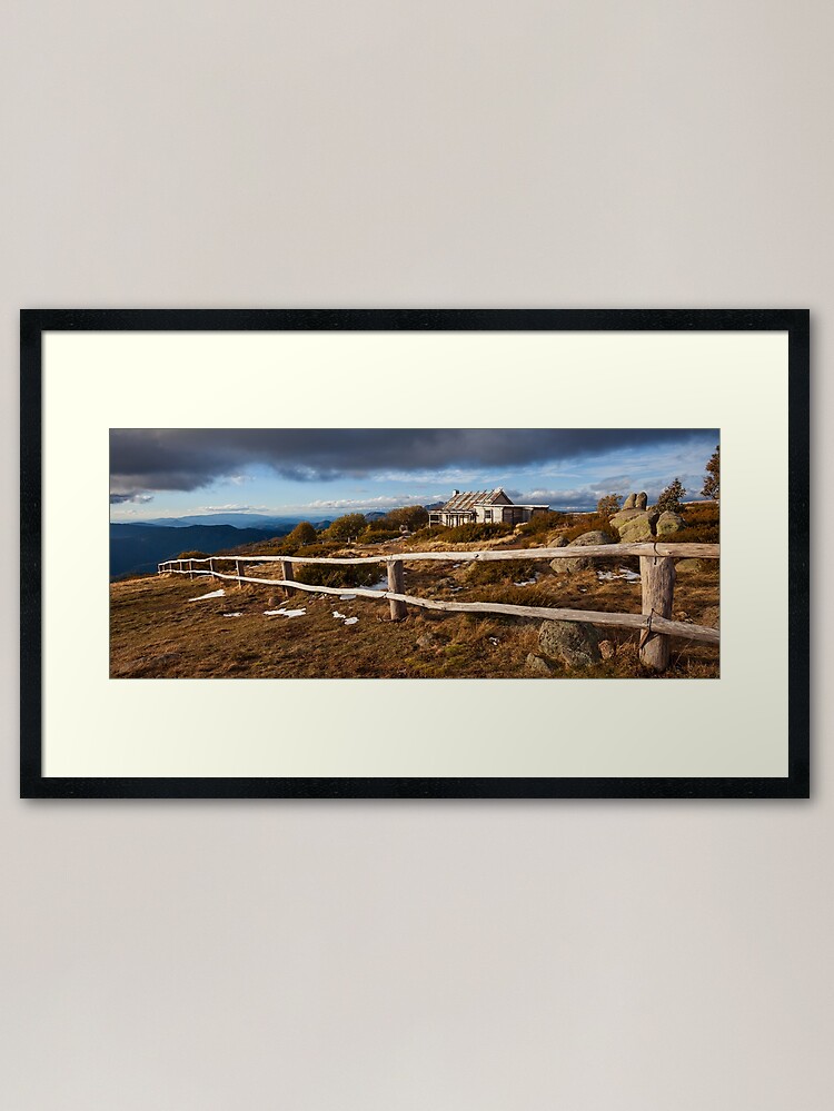 Thumbnail 2 of 7, Framed Art Print, Craig's Hut, Winter Afternoon, Mt Stirling, Australia designed and sold by Chockstone.