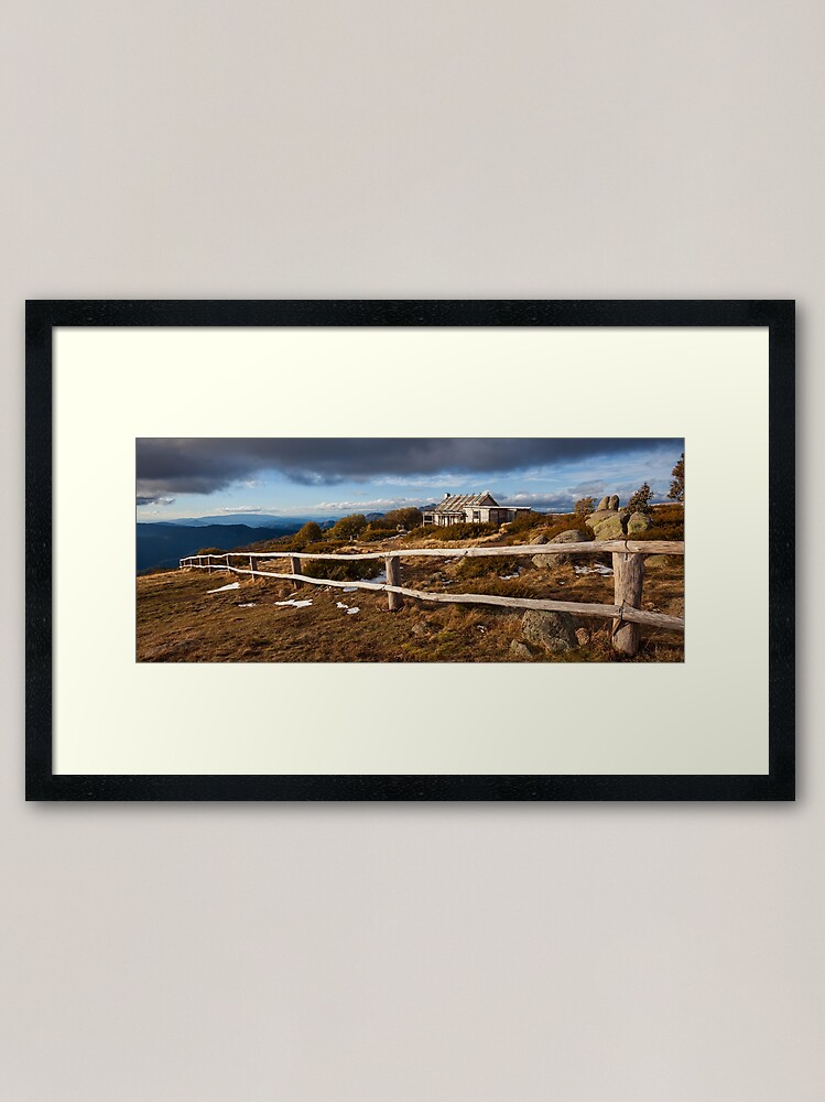 Thumbnail 2 of 7, Framed Art Print, Craig's Hut, Winter Afternoon, Mt Stirling, Australia designed and sold by Chockstone.