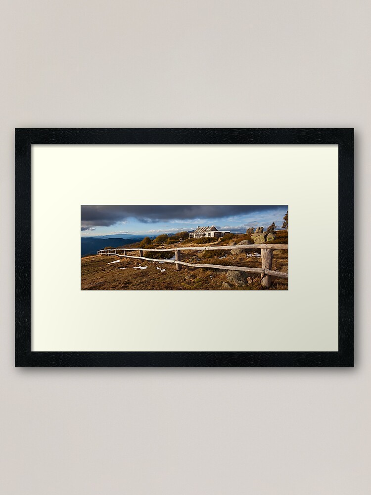 Thumbnail 1 of 7, Framed Art Print, Craig's Hut, Winter Afternoon, Mt Stirling, Australia designed and sold by Chockstone.