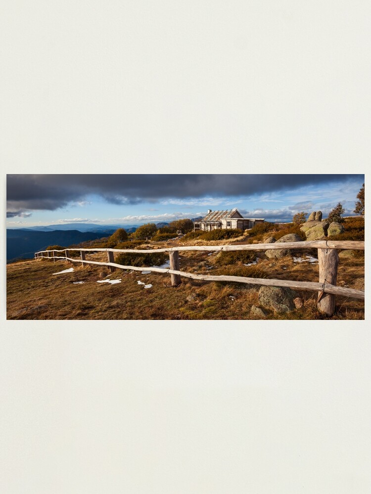 Thumbnail 2 of 3, Photographic Print, Craig's Hut, Winter Afternoon, Mt Stirling, Australia designed and sold by Chockstone.