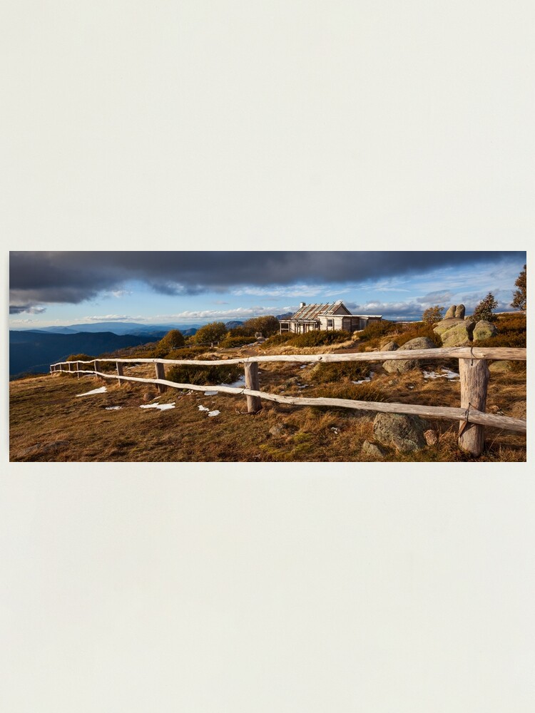 Thumbnail 2 of 3, Photographic Print, Craig's Hut, Winter Afternoon, Mt Stirling, Australia designed and sold by Chockstone.