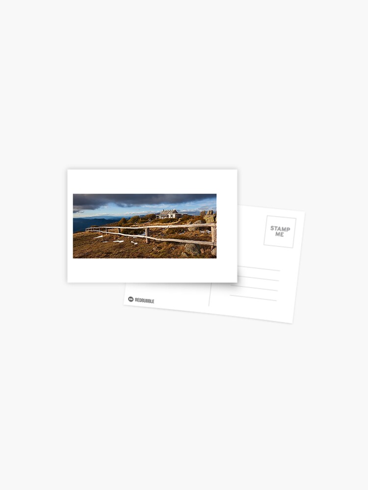 Thumbnail 1 of 2, Postcard, Craig's Hut, Winter Afternoon, Mt Stirling, Australia designed and sold by Chockstone.