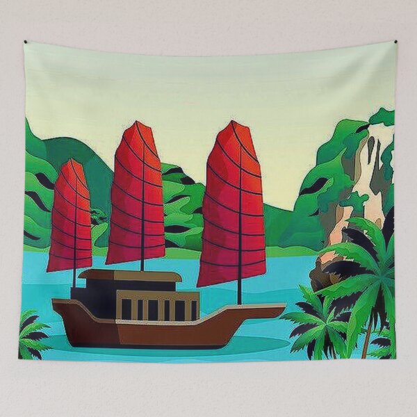 Item preview, HALONG BAY: Vintage Vietnam Travel and Tourism Advertising Print designed and sold by posterbobs.
