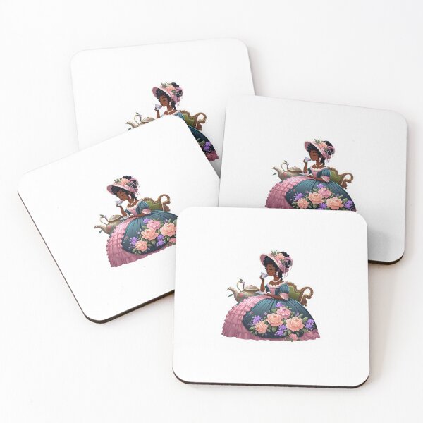 Item preview, Romantic English Rose Tea Party Sticker | African American Woman in Pink Gown  designed and sold by msrmiami1.