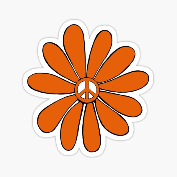 Item preview, Hippie Flower Power Peace Sign in Orange designed and sold by Swigalicious.