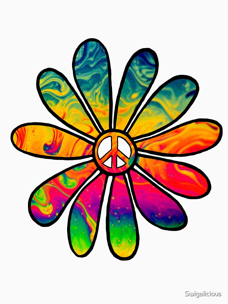 Hippie Trippy Flower Power Peace Sign Psychedelic Tank Top By