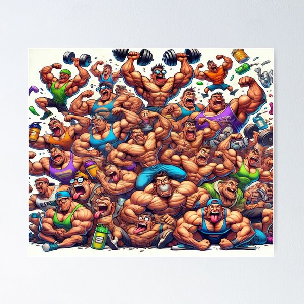 Item preview, Pile of Cartoon Bodybuilders in Wacky Poses designed and sold by Imaginarium of Chaos falcon88 .