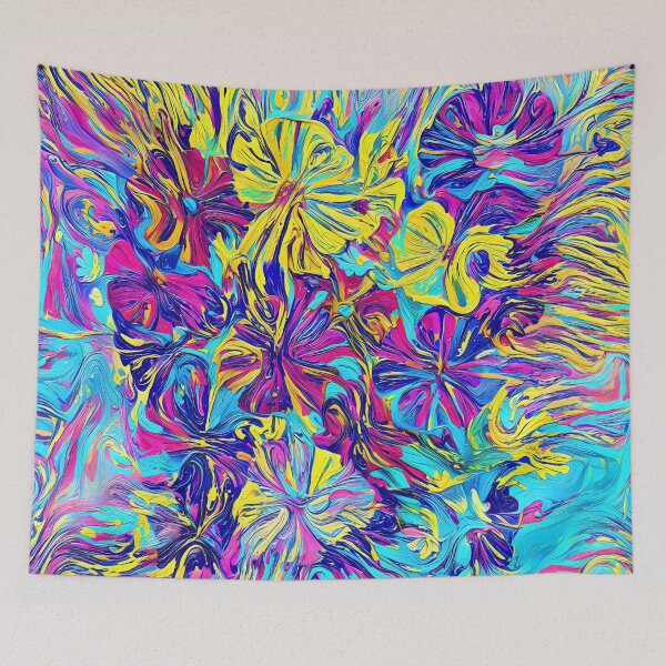 Item preview, Floral Cat Dreamscape of Electric Colors designed and sold by blackhalt.