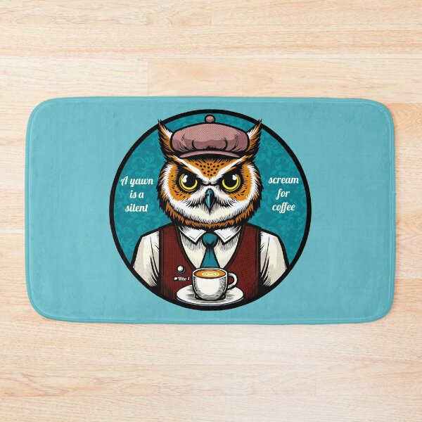Item preview, A Yawn Is a Silent Scream For Coffee | Hipster Owl Barista designed and sold by Ghost on Toast.