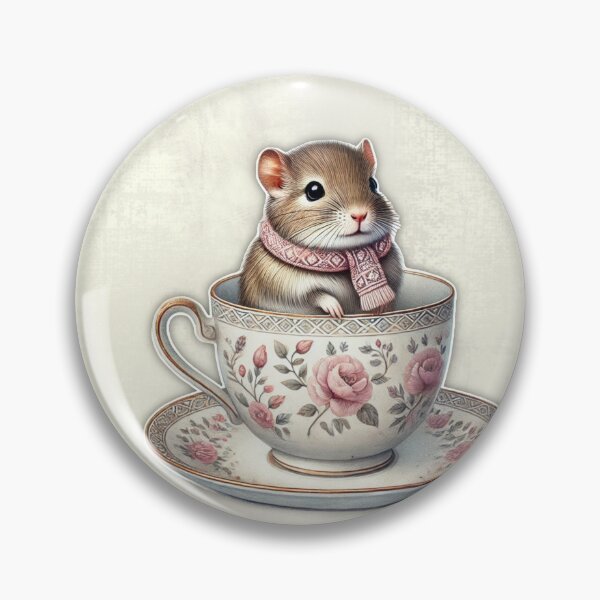 Item preview, Whimsical Degu in a Vintage Teacup - Perfect for Degu Lovers designed and sold by CritterManiaUK.