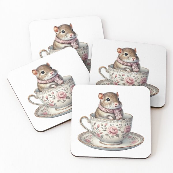 Item preview, Whimsical Degu in a Vintage Teacup - Perfect for Degu Lovers designed and sold by CritterManiaUK.