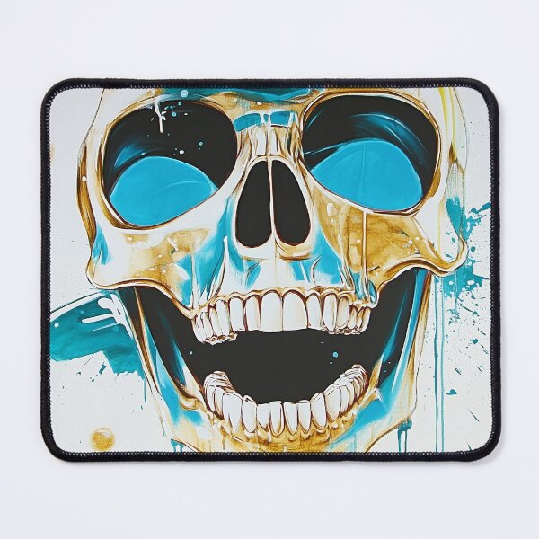 Item preview, Golden Skull with Blue Eyes Graffiti Art designed and sold by GoldenTealArts.