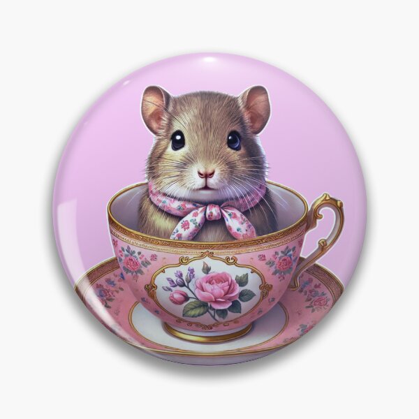 Item preview, Charming Degu in a Pink Floral Teacup designed and sold by CritterManiaUK.