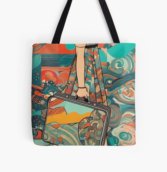 Dreamy Wanderlust: Vibrant Mosaic Journey All Over Print Tote Bag