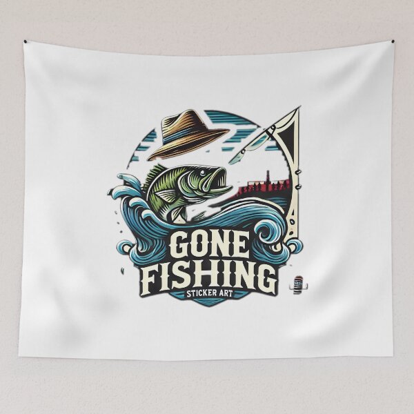 Item preview, gone fishing design sticker  designed and sold by NCNGDESIGN.