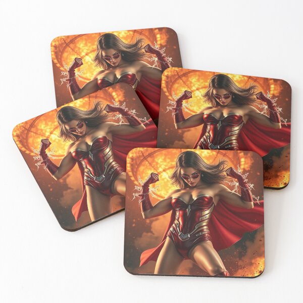 Item preview, Fiery Superheroine in Action designed and sold by DigitalTease.