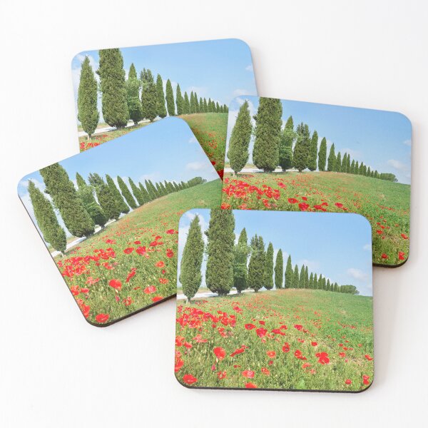 Item preview, Tuscany - Italy Poppy Fields with Pencil Pines designed and sold by Adam Gormley.