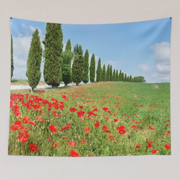 Item preview, Tuscany - Italy Poppy Fields with Pencil Pines designed and sold by Adam Gormley.