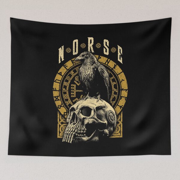 Item preview, Viking Raven Skull Huginn Muninn Warrior Norse Mythology designed and sold by GrandeDuc.