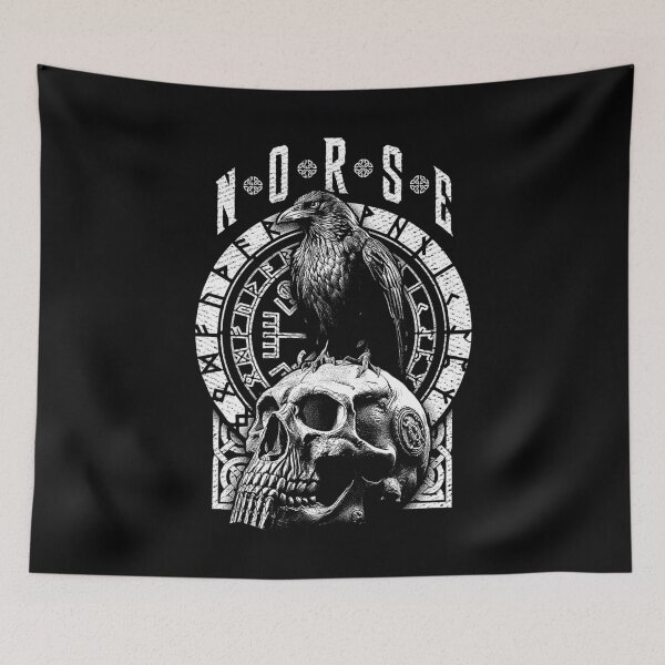 Item preview, Viking Raven Skull Huginn Muninn Warrior Norse Mythology designed and sold by GrandeDuc.