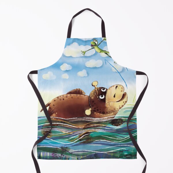 Item preview, Hippo Watching a Frog's Daring Leap designed and sold by MerryHeart7.