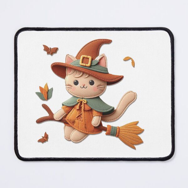 Item preview, Super cute Orange Kitty Witch flying with a broom designed and sold by Bspaces.