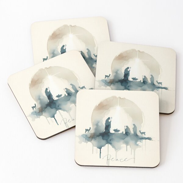 Item preview, Peaceful Nativity Scene Watercolor Art Print designed and sold by vartisvit.