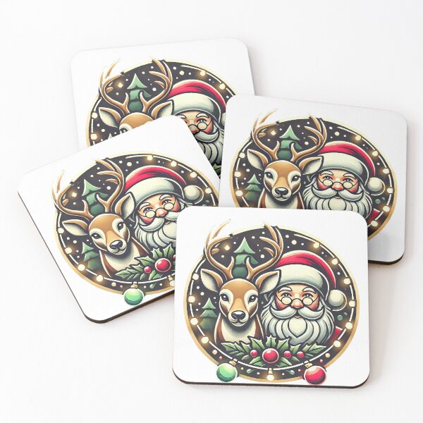 Item preview, Santa Claus and Reindeer Christmas Circle Illustration designed and sold by PedjaSopalo.