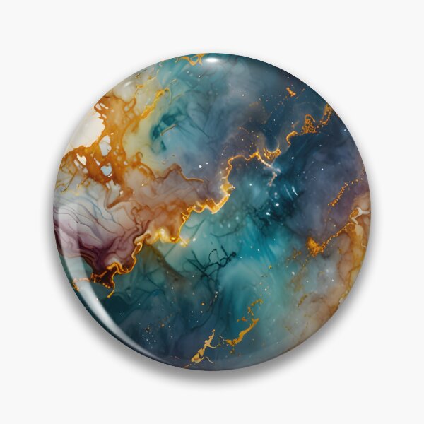 Item preview, Mystic Marble, Abstract Milky Way Fusion, Lightning in Space, Modern Home Decor, Teal and Gold Aurora Hues designed and sold by Kintsugi99.