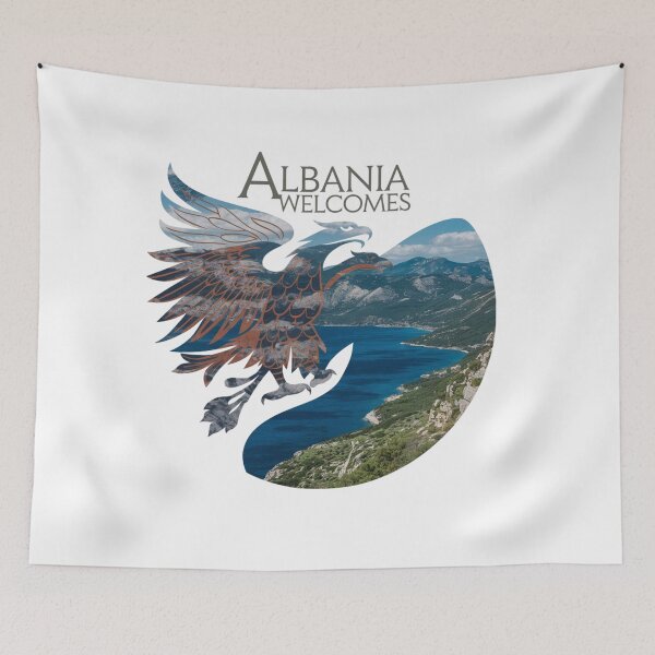 Item preview, Albania Welcomes Flag Map Tirana, Berat designed and sold by AnimalsDH305.