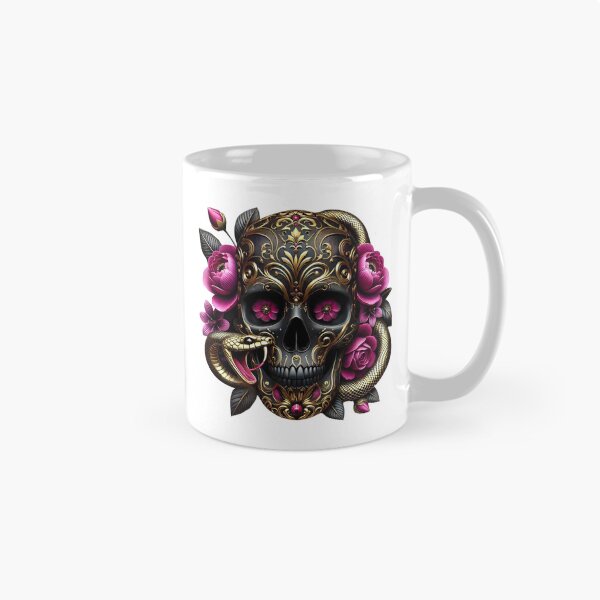 Item preview, Mystical Golden Skull with Snake - Gothic Floral Art Design - T-shirt, Mugs, Stickers. designed and sold by JoseFrancese.