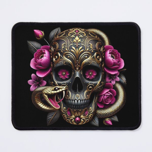 Item preview, Mystical Golden Skull with Snake - Gothic Floral Art Design - T-shirt, Mugs, Stickers. designed and sold by JoseFrancese.